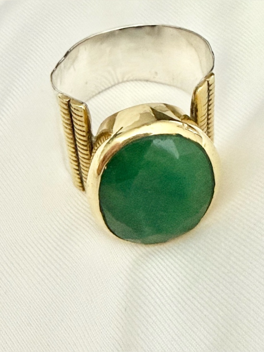 925 Sterling Silver/Gold Plated  Handmade India "Panna" Ring Facetted Turquoise